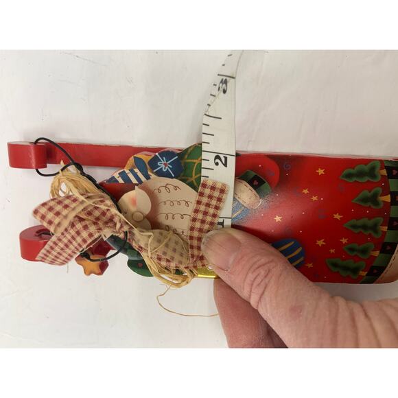 Vintage Wood Santa Sled Christmas Ornament 7" - Picture 6 of 6
